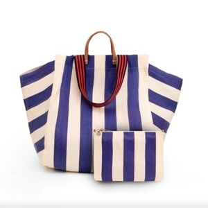 Clare V Beach Tote and striped clutch NWOT